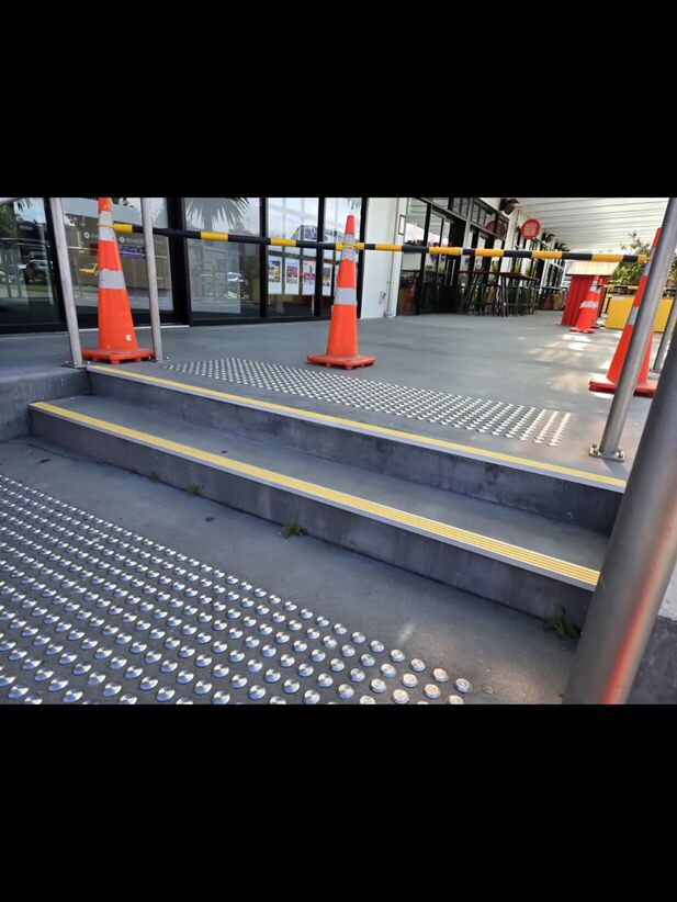 Warehouse floor with safety walkways