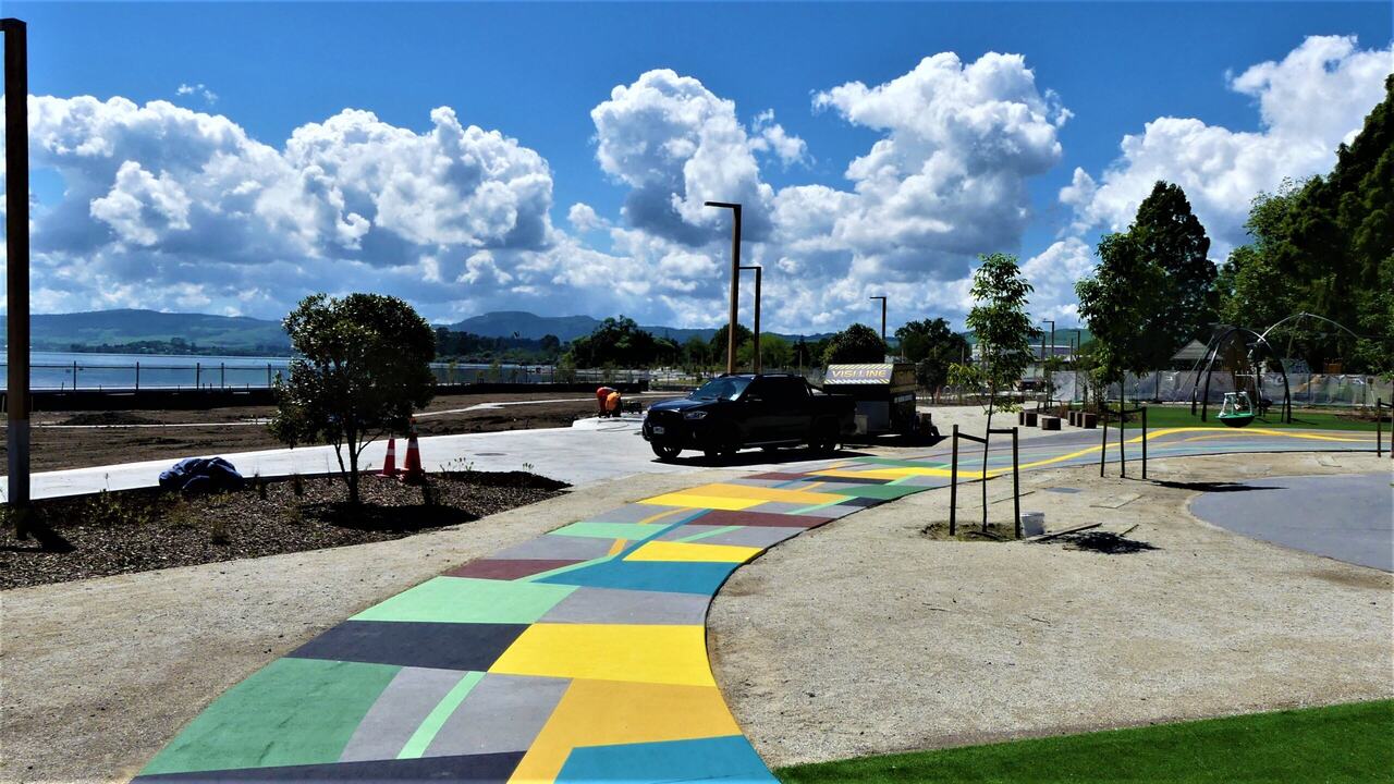 Organized car park with bright markings