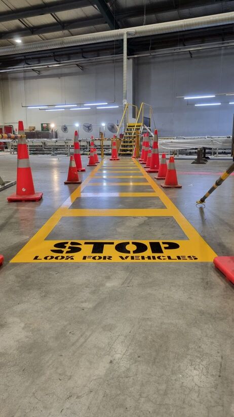 Organized car park with bright markings