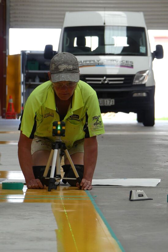 Warehouse floor marked and stripped for safety purpose
